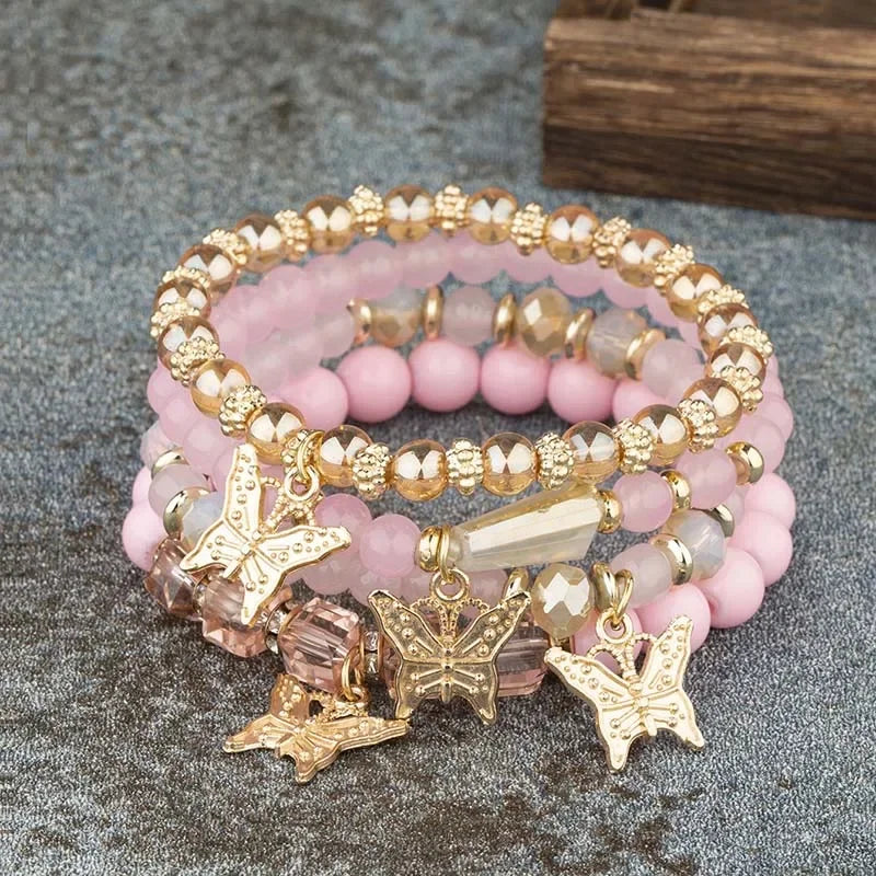 Pink Butterfly Bead Set