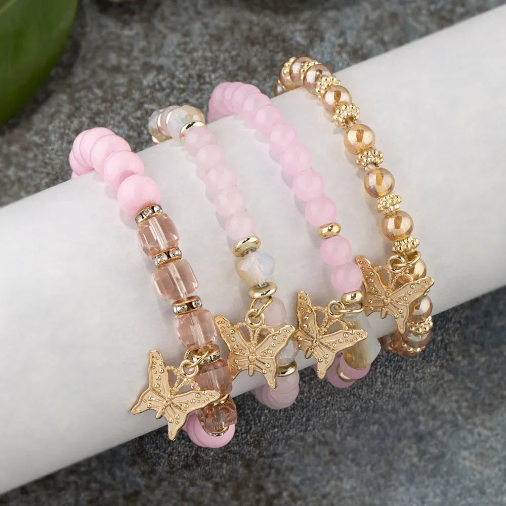 Pink Butterfly Bead Set
